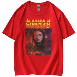 Подростковая футболка, принт "Stranger Things", цвет красный