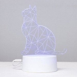 Светильник сенсорный "Кот сидя" LED 7 цветов USB/от батареек белый