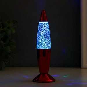 Светильник "Красная ракета" LED, лава, блёстки, от батареек 3хLR44 19 см RISALUX