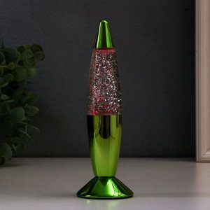 Светильник «Зеленая ракета» LED, лава, блёстки, от батареек 3хLR44 19 см RISALUX