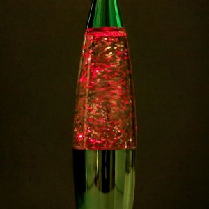 Светильник «Зеленая ракета» LED, лава, блёстки, от батареек 3хLR44 19 см RISALUX