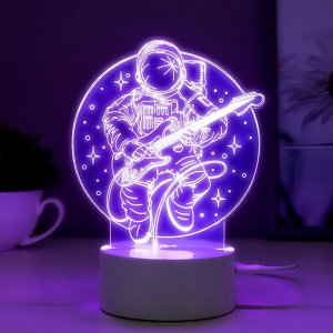 Светильник сенсорный "Космонавт с гитарой" LED 7 USB/от батареек белый 13х18,5х9,5см