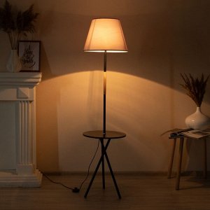 Торшер напольный BayerLux «Патрисиа» со столиком, 1x15 Вт, Е27, черный/серый, 40x40x157 см