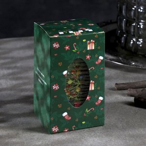 Светодиодная фигура «Зелёный подарок с ёлкой» 6.3 x 11.5 x 6.3 см, пластик, батарейки АААх3 (не в комплекте), эффект пламени