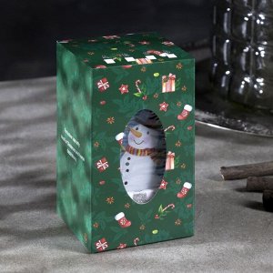 Светодиодная фигура «Белый подарок со снеговиком» 6.3 x 11.5 x 6.3 см, пластик, батарейки АААх3 (не в комплекте), эффект пламени