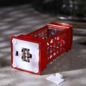 Светодиодная фигура «Дед Мороз в телефонной будке» 5.3 x 12 x 5.3 см, пластик, батарейки AG13х3, свечение тёплое белое