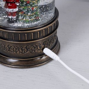 Светодиодная фигура «Фонарь с Дедом Морозом» 14 x 27 x 14 см, пластик, батарейки ААх3 (не в комплекте), USB, свечение тёплое белое