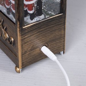 Светодиодная фигура «Фонарь с Дедом Морозом» 13 x 25.5 x 8 см, пластик, батарейки ААх3 (не в комплекте), USB, свечение тёплое белое