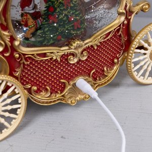 Светодиодная фигура «Карета с подарками» 26x23x11 см, пластик, батарейки ААх3 (не в комплекте), USB, свечение тёплое белое