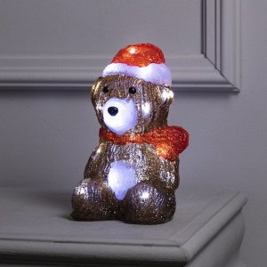 Светодиодная фигура «Медвежонок в шапке» 21 x 11 x 11 см, акрил, 20 LED, батарейки ААх2 (не в комплекте), свечение белое