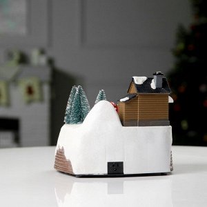 Светодиодная фигура «Поезд и Дед Мороз» 20x20x16 см, полистоун, батарейки ААх3 (не в комплекте), USB, свечение тёплое белое