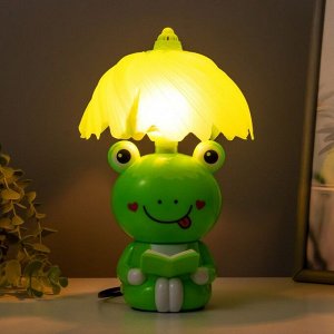 Настольная лампа "Лягушка с книжкой" Е12 10Вт зеленый 14х14х25 см