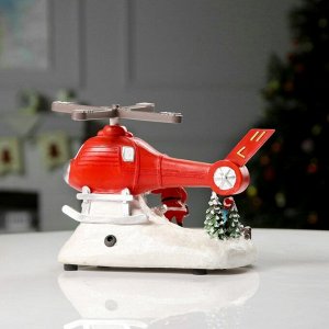 Светодиодная фигура «Вертолёт и Дед Мороз» 31.5 x 18 x 18 см, полистоун, батарейки ААх3 (не в комплекте), USB, свечение мульти