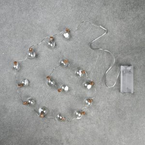 Гирлянда «Нить» 1.6 м с насадками «Шарики с ёлочкой», IP20, серебристая нить, 15 LED, свечение белое, ААх2