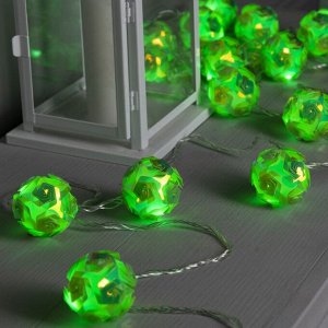 Гирлянда «Нить» 4.5 м с насадками «Цветочные шары», IP20, прозрачная нить, 15 LED, свечение зелёное, 220 В