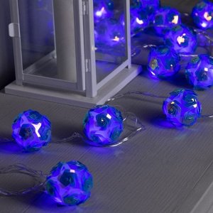 Гирлянда «Нить» 4.5 м с насадками «Цветочные шары», IP20, прозрачная нить, 15 LED, свечение фиолетовое, 220 В