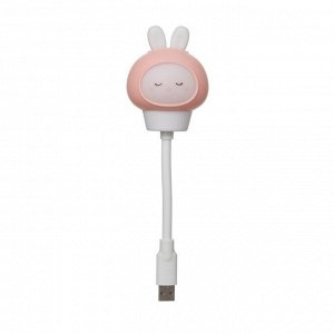 Ночник Зайчик LED USB бело-розовый 6,8Х6Х19 см