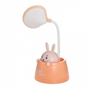 Настольная лампа "Зайчик в бочонке" LED 2Вт USB АКБ розовый 9,5х9,5х20 см