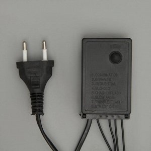 Гирлянда «Бахрома» 4 ? 0.6 м, IP44, тёмная нить, 180 LED, свечение тёплое белое, 8 режимов, 220 В