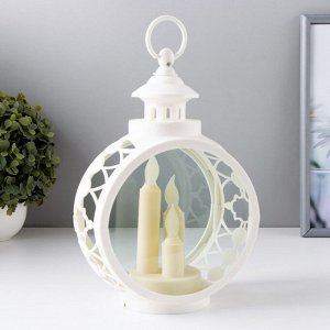 Светодиодные свечи в подсвечнике RISALUX «Трио», LED-ночник, белый, 9.7x16.5x25 см, батарейки AAAx2, свечение жёлтое