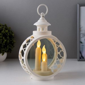 Светодиодные свечи в подсвечнике RISALUX «Трио», LED-ночник, белый, 9.7x16.5x25 см, батарейки AAAx2, свечение жёлтое