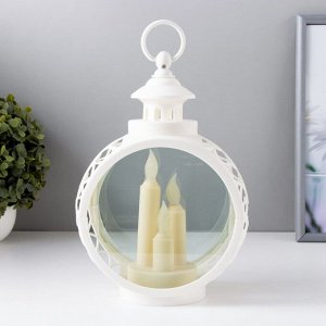 Светодиодные свечи в подсвечнике RISALUX «Трио», LED-ночник, белый, 9.7x16.5x25 см, батарейки AAAx2, свечение жёлтое