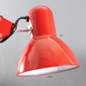 Лампа настольная Е27, h=55 см, шарнирная, на зажиме (220В) красная