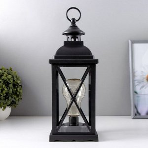 Ночник «Фонарь с лампой» чёрный, от батареек 3ААА 35x13.5x13.5 см