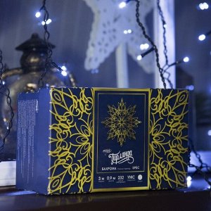 Гирлянда «Бахрома» 3 ? 0.9 м, IP44, УМС, тёмная нить, 232 LED, свечение белое, 220 В