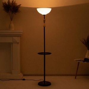 Торшер напольный BayerLux«Клаудия» со столиком, 1x15 Вт, Е27, черный, 29x29x150 см