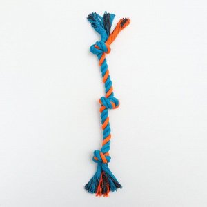 Игрушка тренировочная канатная "3 узла", до 33 см, до 55 г, голубая/оранжевая
