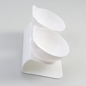 Миски пластиковые на белой подставке 27,5 х 14 х 15 см белые