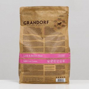 Сухой корм Grandorf для щенков, ягненок/рис, низкозерновой, 3 кг