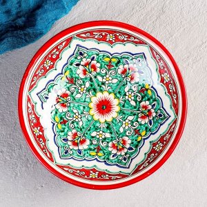Супница Риштанская Керамика "Узоры", 23 см, красная