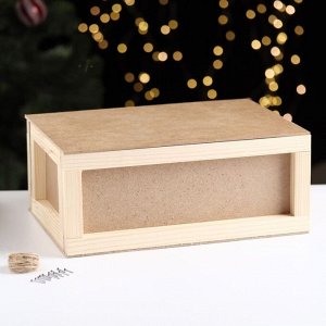 Подарочная коробка "Бандероль" деревянная с гвоздями и веревкой 30x21x12,5 см
