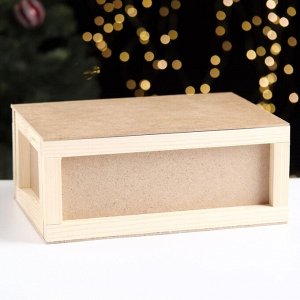 Подарочная коробка "Бандероль" деревянная с гвоздями и веревкой 30x21x12,5 см