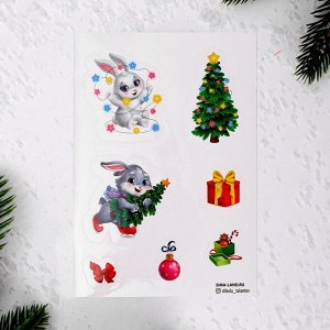 Школа талантов Блокнот- гравюра «Новый год» кролик, 10 листов, лист наклеек
