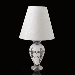Лампа "Морава",белая с серебром, керамика,17x17xh:35 см