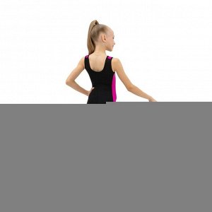 Комбинезон гимнастический с лампасами (GD2102), размер 34, цвет чёрный/фуксия