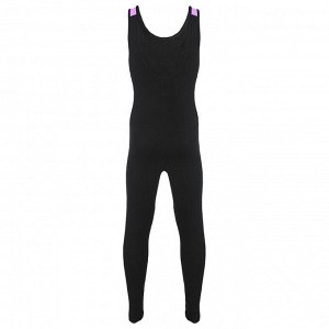 Комбинезон гимнастический с лампасами, цвет чёрный/фиолетовый, размер 36