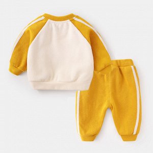 Детский костюм: кофта, принт "собачка" + брюки, цвет желтый