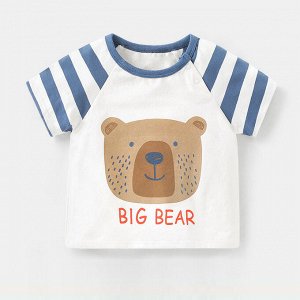 Детская футболка, принт "медведь", цвет белый