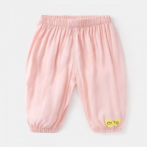 Детские летние брюки, принт "бантик", цвет розовый