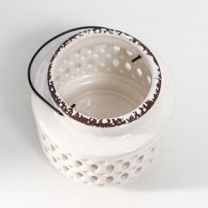 Подсвечник керамика на 1 свечу "Фонарь. Овалы и круги" МИКС 11х11,5х11,5 см
