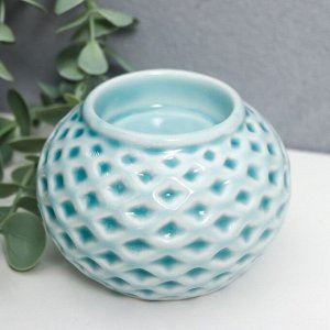 Подсвечник керамика на 1 свечу «Сетка с ромбами», 6x8x8 см, МИКС