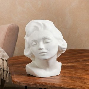 Фигурное кашпо "Голова девушки", белый цвет, 20 см