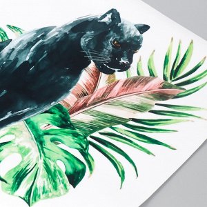 Наклейка пластик интерьерная цветная &quot;Чёрная пантера в джунглях&quot; 29х29см