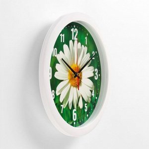 Часы настенные, серия: Цветы, "Ромашка", плавный ход, d=28 см