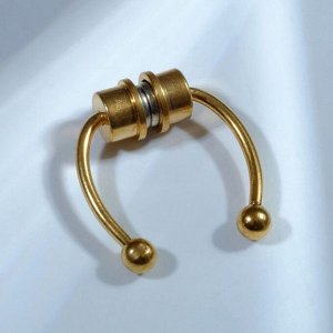 Пирсинг в нос (фейк для септума) со сменными насадками, на магните, L=12мм, цвет золото