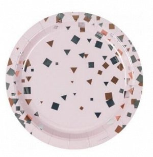 Тарелка бумага Конфетти Party 6 шт 17см цвет розовый